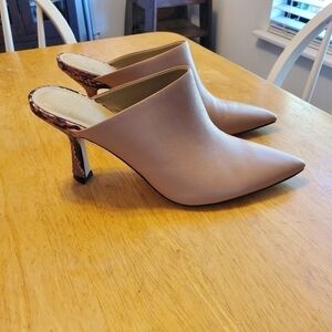 Marc Fisher Paislee Pink Snakeprint  Heeled Mules 9M